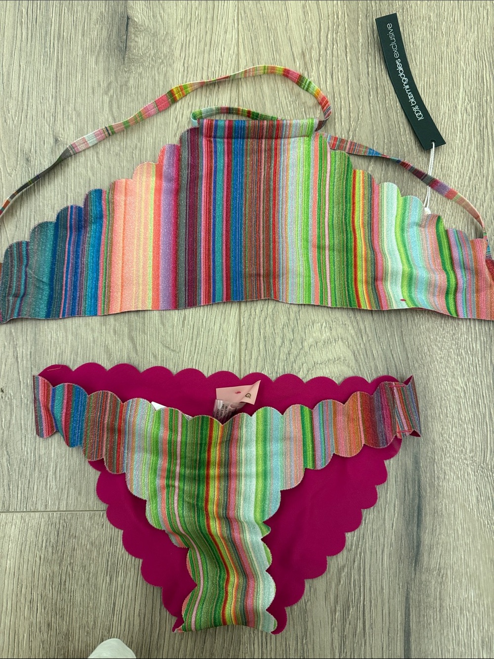 Pilyq Multicolor Striped Scallop-Edge Bikini Bottoms size 8 but fits 5/6